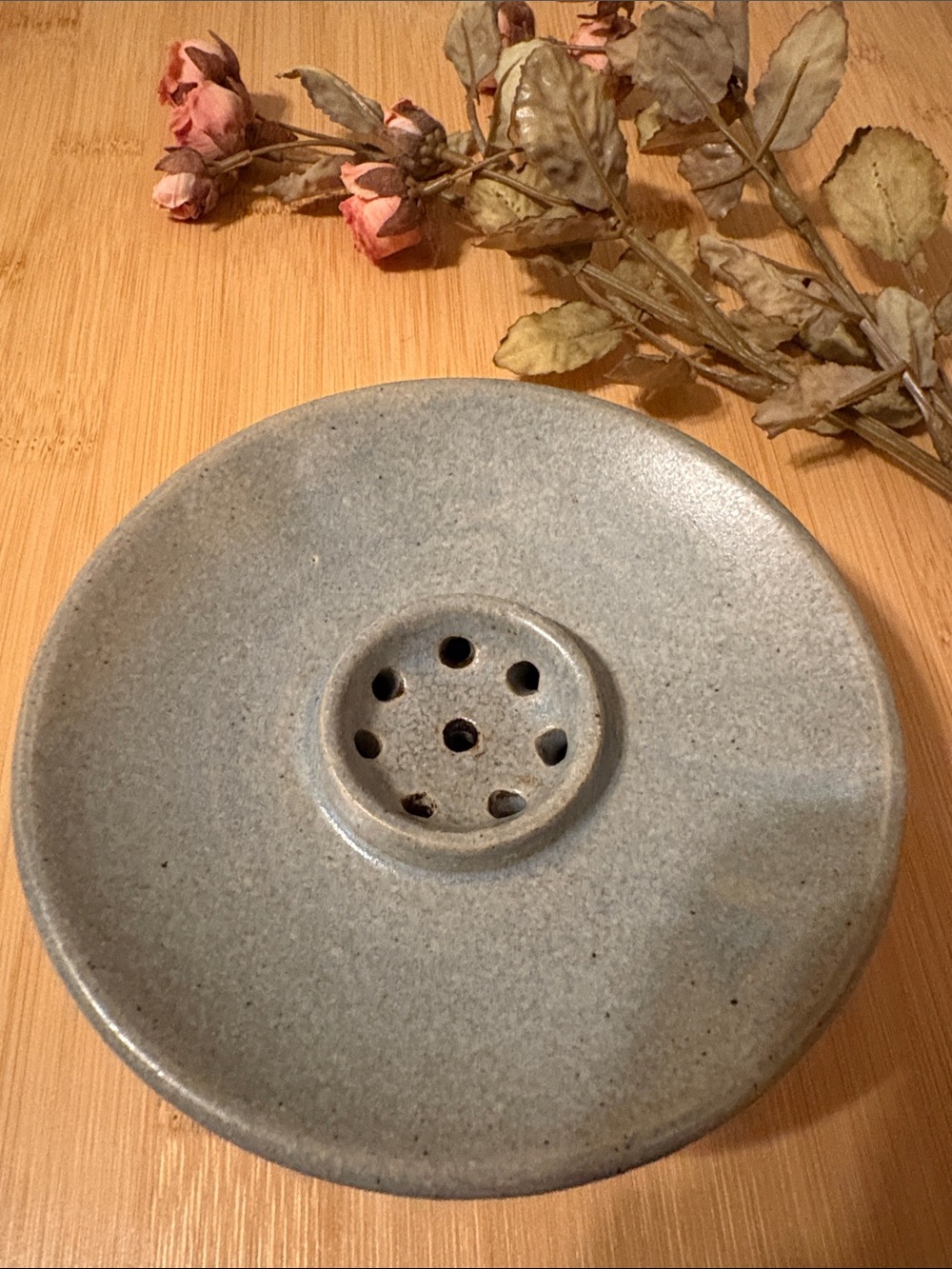 Vintage Japanese Studio Pottery Incense Burner and Tray Set.  Kozara + Ukezara